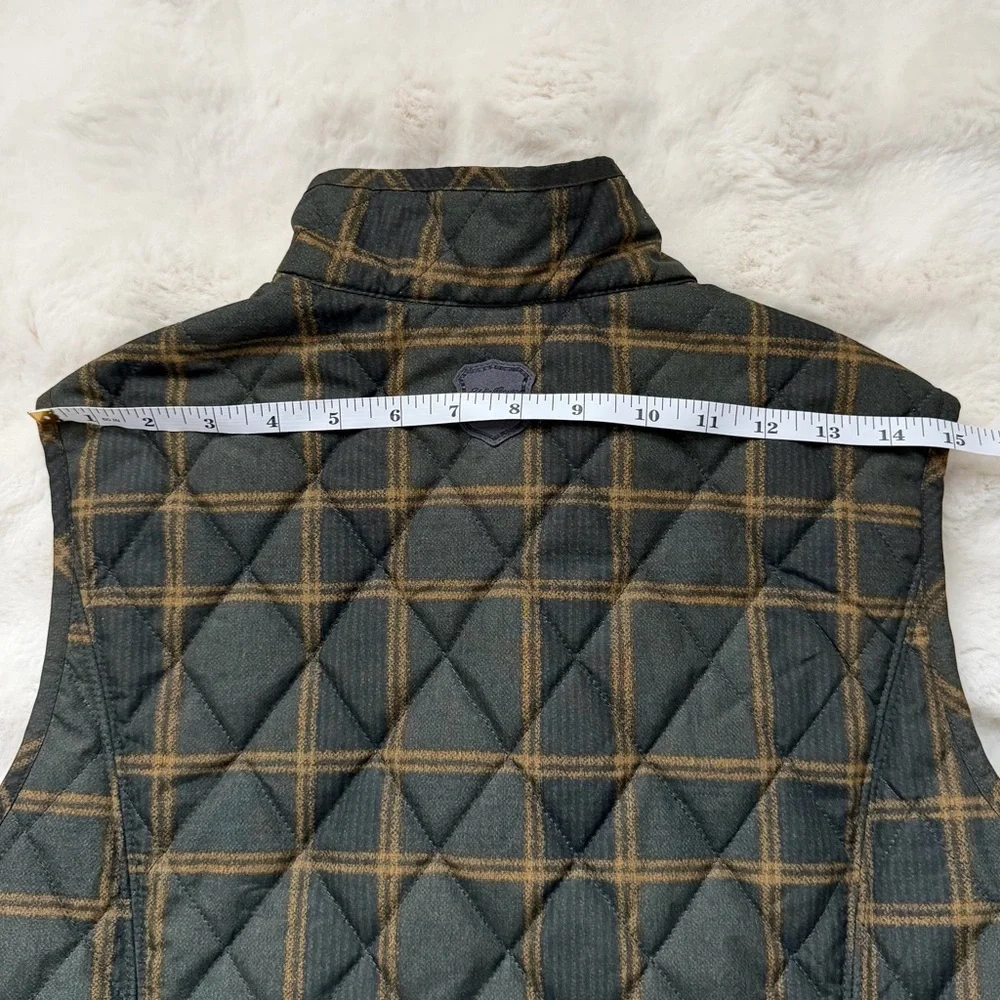 Eddie Bauer Olive Green Plaid Quilted Vest Lightweight Puffer - M